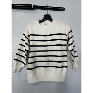 Striped Sweater Long Sleeve Crew Neck Ribbed Knit Size 10-11Y
